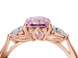 Rose gold Three-Stone Fancy Pink Radiant Cut Brilliant Diamond Solitaire Ring with Tapered Band and Four-Prong Setting_7