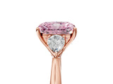 Rose gold Three-Stone Fancy Pink Radiant Cut Brilliant Diamond Solitaire Ring with Tapered Band and Four-Prong Setting_8
