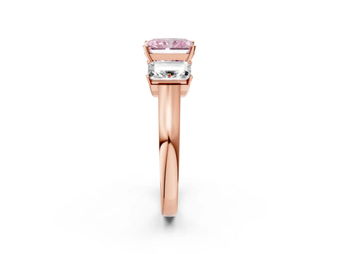 Rose gold Three-Stone Fancy Pink Radiant Cut Brilliant Diamond Trellis Ring with Comfort Fit Band_2
