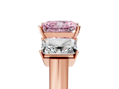 Rose gold Three-Stone Fancy Pink Radiant Cut Brilliant Diamond Trellis Ring with Comfort Fit Band_5