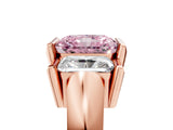 Rose gold Three Stone Fancy Pink Radiant Cut Cut Channel Set Diamond Ring_5