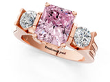 Rose gold Three-Stone Fancy Pink Radiant Cut Cut Classic Band Prong Setting Ring_1