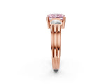 Rose gold Three-Stone Fancy Pink Radiant Cut Cut Classic Band Prong Setting Ring_2