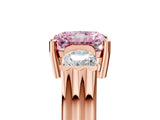 Rose gold Three-Stone Fancy Pink Radiant Cut Cut Classic Band Prong Setting Ring_5
