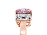 Rose gold Three-Stone Fancy Pink Radiant Cut Cut Diamond Engagement Ring with Flat Band and Four-Prong Setting_17