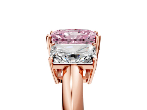 Rose gold Three-Stone Fancy Pink Radiant Cut Cut Diamond Engagement Ring with Prong Setting on a White Gold Band_29
