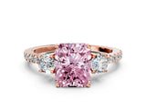 Rose gold Three-Stone Fancy Pink Radiant Cut Cut Diamond Pavé Band with Prong Setting_39