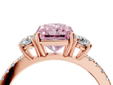 Rose gold Three-Stone Fancy Pink Radiant Cut Cut Diamond Pavé Band with Prong Setting_43