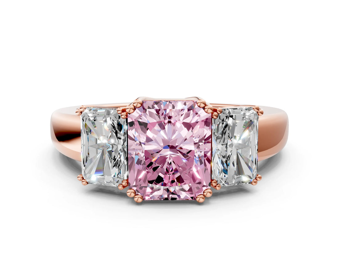 Rose gold Three-Stone Fancy Pink Radiant Cut Cut Diamond Ring with Channel Set Band and Four-Prong Setting_24