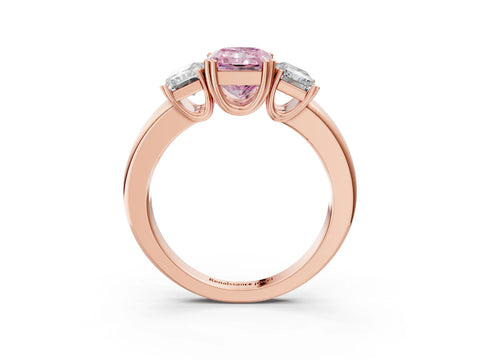 Rose gold Three-Stone Fancy Pink Radiant Cut Cut Diamond Ring with Channel Set Band and Four-Prong Setting_3
