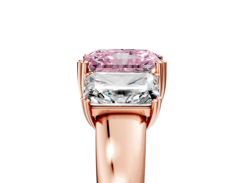 Rose gold Three-Stone Fancy Pink Radiant Cut Cut Diamond Ring with Channel Set Band and Four-Prong Setting_5