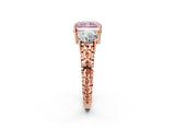 Rose gold Three-Stone Fancy Pink Radiant Cut Cut Diamond Ring with Channel-Set Band and Prong Setting_2