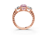 Rose gold Three-Stone Fancy Pink Radiant Cut Cut Diamond Ring with Channel-Set Band and Prong Setting_3