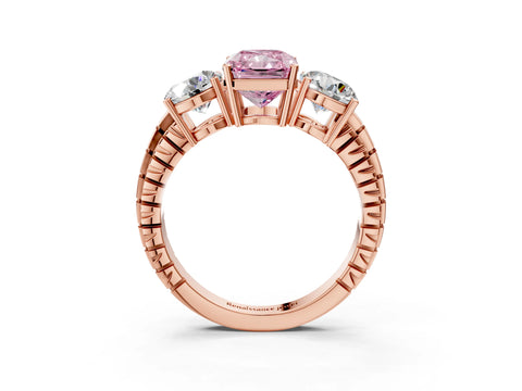 Rose gold Three-Stone Fancy Pink Radiant Cut Cut Diamond Ring with Channel-Set Band and Prong Setting_3