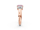 Rose gold Three-Stone Fancy Pink Radiant Cut Cut Diamond Ring with Prong Setting and Classic Band_2