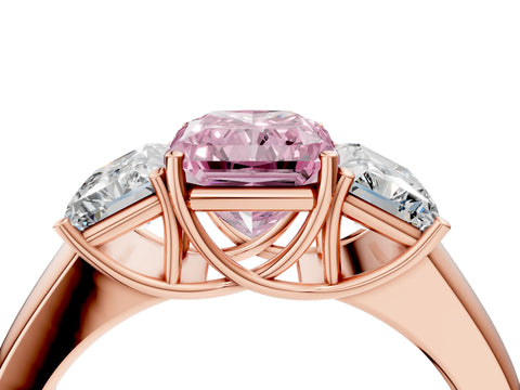 Rose gold Three-Stone Fancy Pink Radiant Cut Cut Diamond Ring with Prong Setting and Classic Band_4