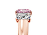 Rose gold Three-Stone Fancy Pink Radiant Cut Cut Diamond Ring with Prong Setting and Classic Band_5