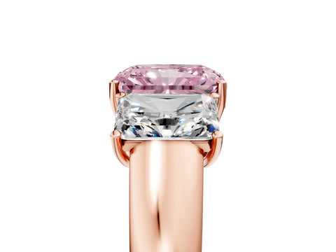 Rose gold Three-Stone Fancy Pink Radiant Cut Cut Diamond Ring with Prong Setting and Classic Band_5