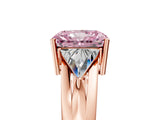 Rose gold Three-Stone Fancy Pink Radiant Cut Cut Diamond Ring with Trillion Side Stones on a Split Shank Band_5