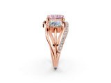 Rose gold Three-Stone Fancy Pink Radiant Cut Cut Diamond Split Shank Prong Set Ring_2