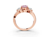 Rose gold Three-Stone Fancy Pink Radiant Cut Cut Diamond Split Shank Prong Set Ring_3