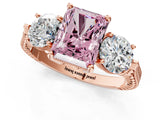 Rose gold Three-Stone Fancy Pink Radiant Cut Cut Milgrain Band Prong Setting Ring_1