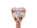 Rose gold Three-Stone Fancy Pink Radiant Cut Cut Milgrain Band Prong Setting Ring_5
