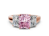 Rose gold Three-Stone Fancy Pink Radiant Cut Cut Solitaire Ring with Classic Prong Setting