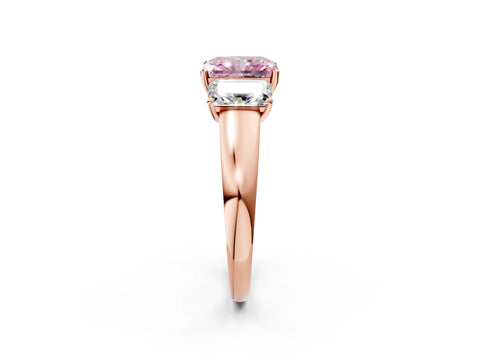 Rose gold Three-Stone Fancy Pink Radiant Cut Cut Solitaire Ring with Classic Prong Setting_2