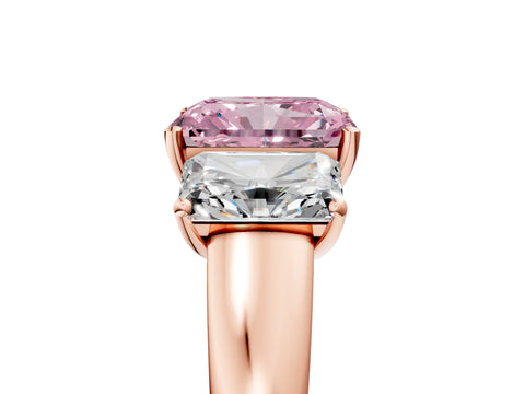 Rose gold Three-Stone Fancy Pink Radiant Cut Cut Solitaire Ring with Classic Prong Setting_5