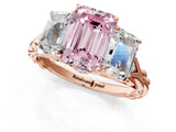 Rose gold Three-Stone Fancy Pink Radiant Cut Diamond Braided Band Ring with Four-Prong Setting_106