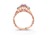 Rose gold Three-Stone Fancy Pink Radiant Cut Diamond Braided Band Ring with Four-Prong Setting_108
