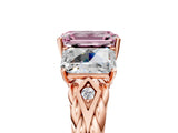 Rose gold Three-Stone Fancy Pink Radiant Cut Diamond Braided Band Ring with Four-Prong Setting_110