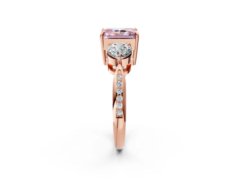Rose gold Three-Stone Fancy Pink Radiant Cut Diamond Channel Set Engagement Ring with Prong Setting_14