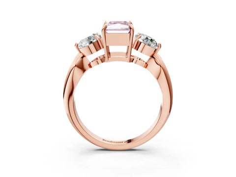 Rose gold Three-Stone Fancy Pink Radiant Cut Diamond Channel Set Engagement Ring with Prong Setting_15