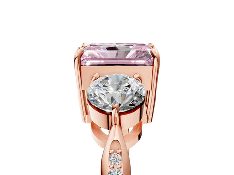 Rose gold Three-Stone Fancy Pink Radiant Cut Diamond Channel Set Engagement Ring with Prong Setting_17