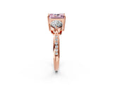 Rose gold Three-Stone Fancy Pink Radiant Cut Diamond Channel Set Engagement Ring with Prong Setting_2