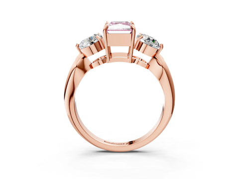 Rose gold Three-Stone Fancy Pink Radiant Cut Diamond Channel Set Engagement Ring with Prong Setting_3