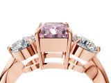 Rose gold Three-Stone Fancy Pink Radiant Cut Diamond Channel Set Engagement Ring with Prong Setting_4