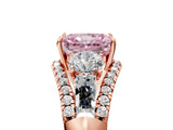 Rose gold Three-Stone Fancy Pink Radiant Cut Diamond Engagement Ring with Pave Band and Prong Setting_5