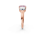 Rose gold Three-Stone Fancy Pink Radiant Cut Diamond Engagement Ring with Prong Setting_5