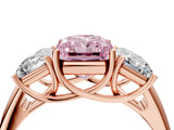 Rose gold Three-Stone Fancy Pink Radiant Cut Diamond Engagement Ring with Prong Setting_7