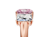Rose gold Three-Stone Fancy Pink Radiant Cut Diamond Engagement Ring with Prong Setting_8