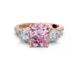 Rose gold Three-Stone Fancy Pink Radiant  Cut Diamond Pavé Band with Four-Prong Setting_28