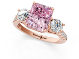 Rose gold Three-Stone Fancy Pink Radiant  Cut Diamond Pavé Band with Four-Prong Setting_29