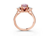 Rose gold Three-Stone Fancy Pink Radiant  Cut Diamond Pavé Band with Four-Prong Setting_31