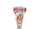 Rose gold Three-Stone Fancy Pink Radiant  Cut Diamond Pavé Band with Four-Prong Setting_33