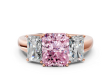 Rose gold Three-Stone Fancy Pink Radiant  Cut Diamond Ring with Channel-Set Band and Four-Prong Setting_49
