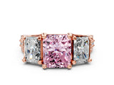 Rose gold Three-Stone Fancy Pink Radiant  Cut Diamond Ring with Channel-Set Band and Four-Prong Setting_49