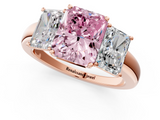 Rose gold Three-Stone Fancy Pink Radiant  Cut Diamond Ring with Channel-Set Band and Four-Prong Setting_50